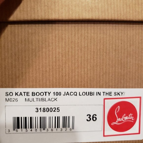 Christian Louboutin SO KATE BOOTY Jacquard Loubi In The Sky Boots Heels - Picture 14 of 14